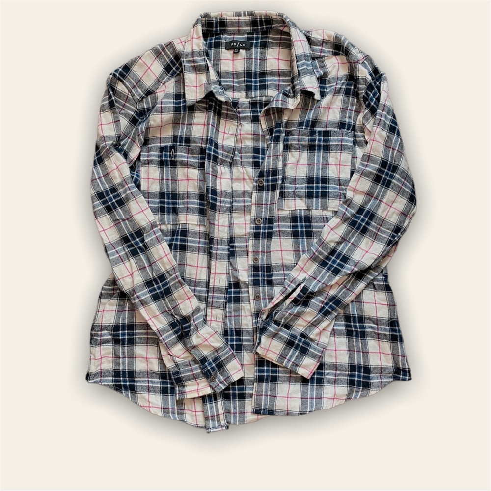 Plaid flannel button down shirt